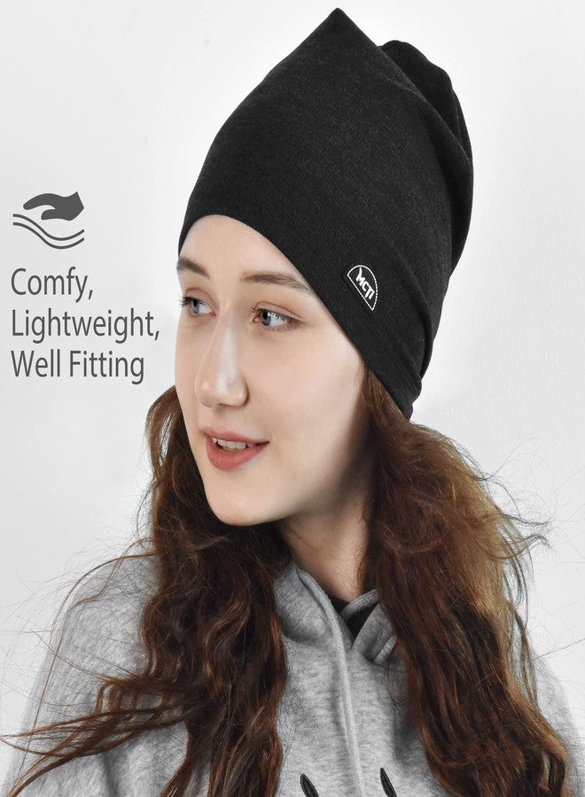 MCTi Slouchy Beanie for Men Women, Winter Warm Stretchy Skull Cap Hat Lightweight for Running Cycling 2 Packed - Image 2